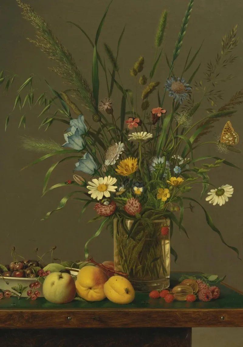 Natura morta vittoriana di fiori e frutta - Storia naturale poster da ClubArt