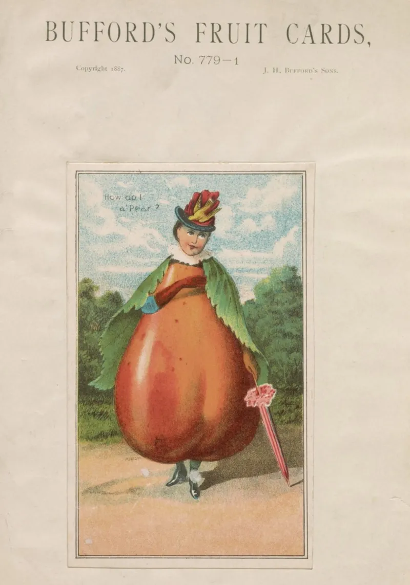 Carta vintage "Come faccio a fare una pera?" Carta della frutta di Bufford poster da ClubArt