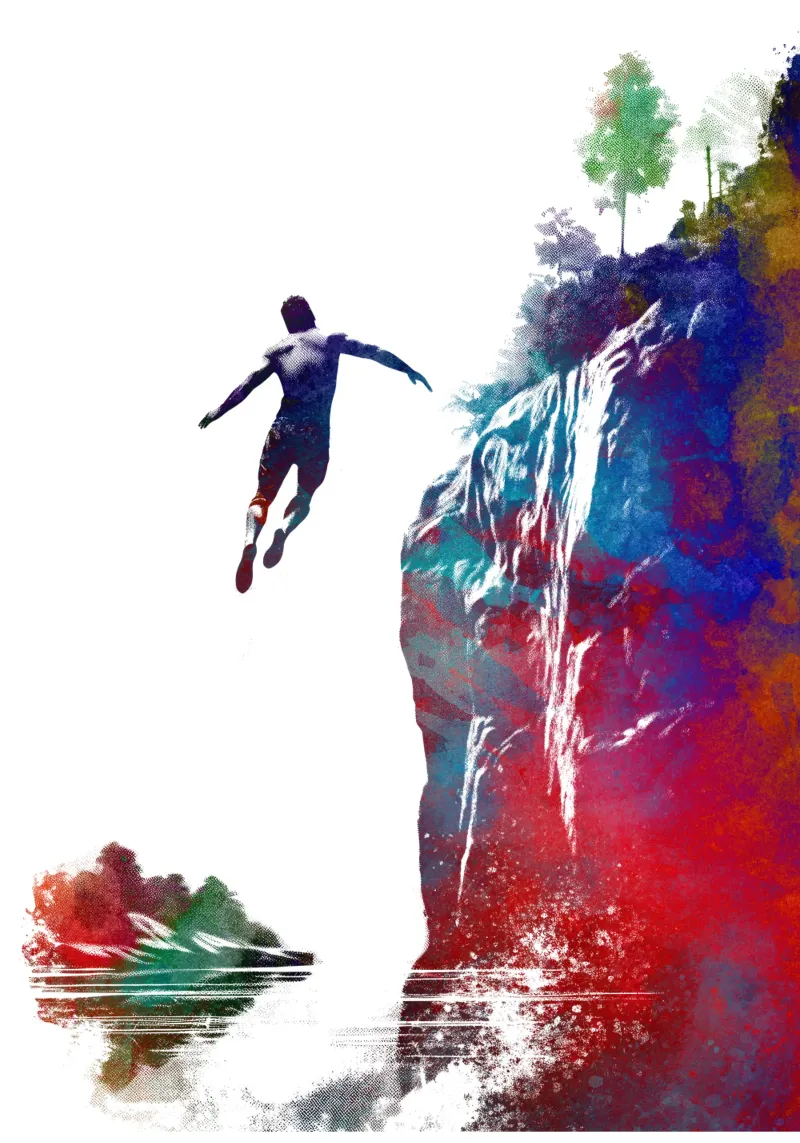 Springen naar de watersport kunst wit canvas met Baklijst van SPORT