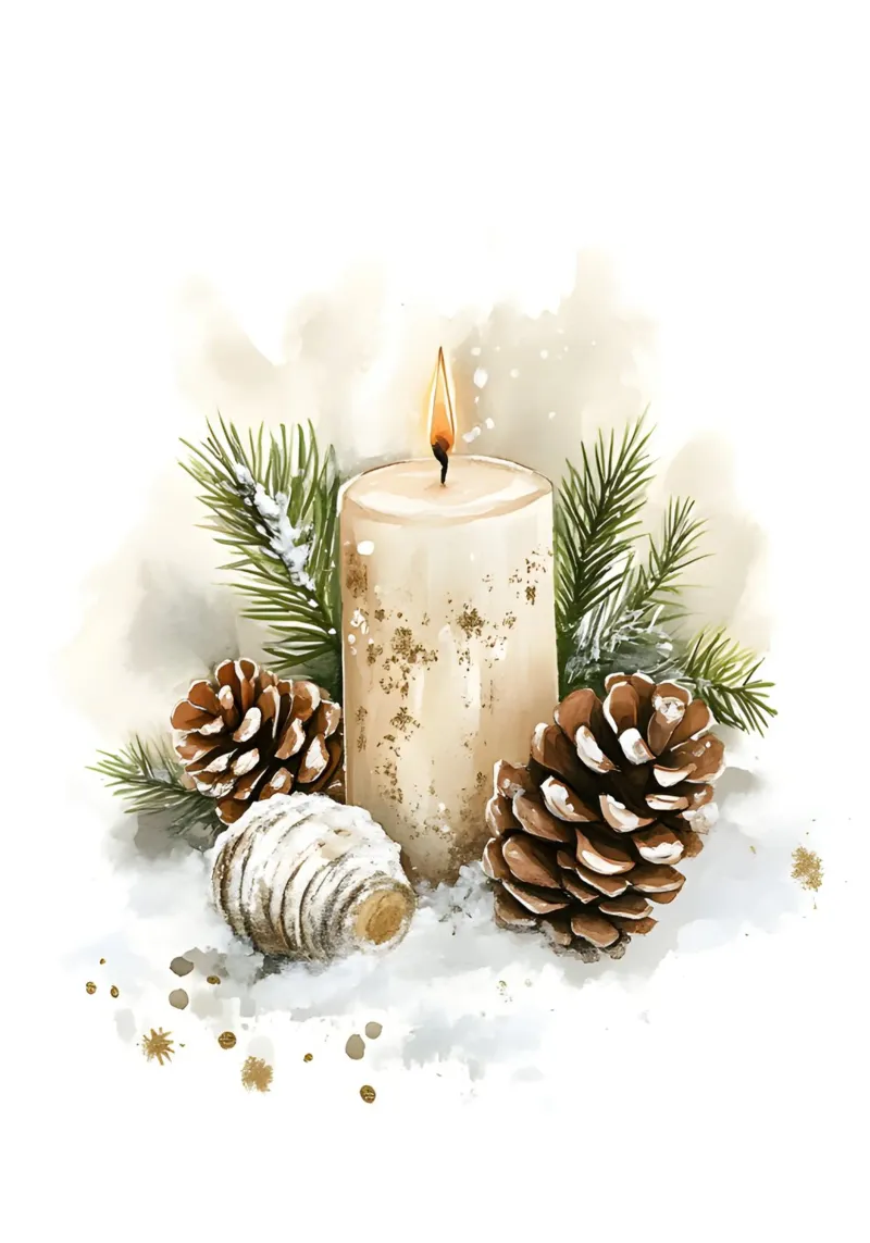 Acogedora vela de Navidad Pinecone Art Print - Decoración de invierno poster de ClubArt
