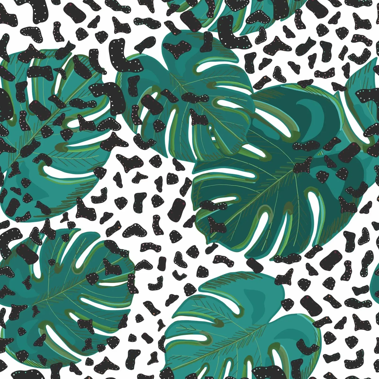 Monstera leaves with leopard print pattern hahnemühle by gulsengunel