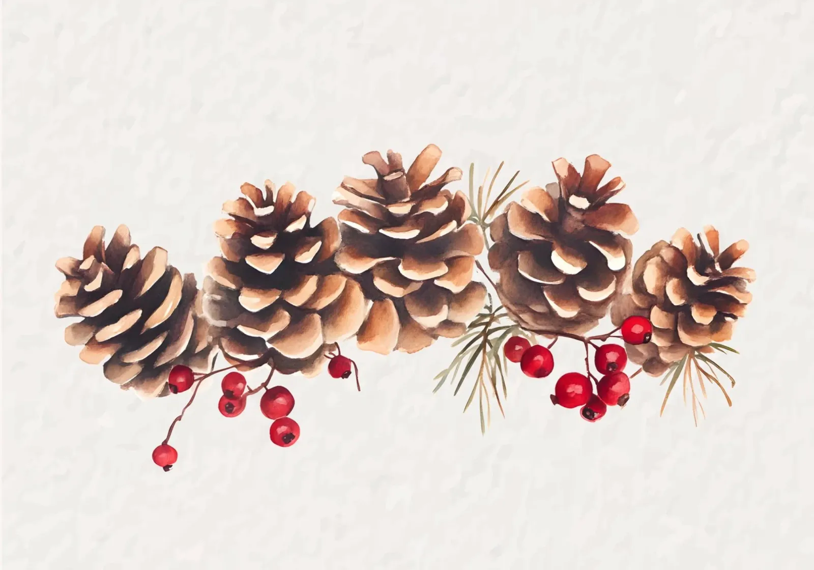 Gemütliche Tannenzapfen & Beeren Weihnachten Kunstdruck - Rustikale Dekoration Leinwand mit Schattenfugenrahmen von ClubArt