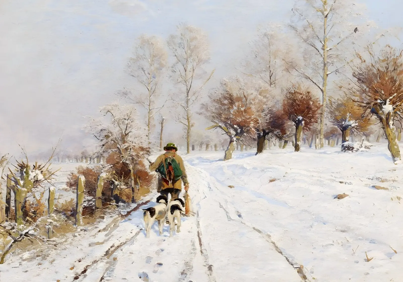 Hunter & Hounds Paesaggio invernale - Sentiero innevato pellicola backlit da ClubArt