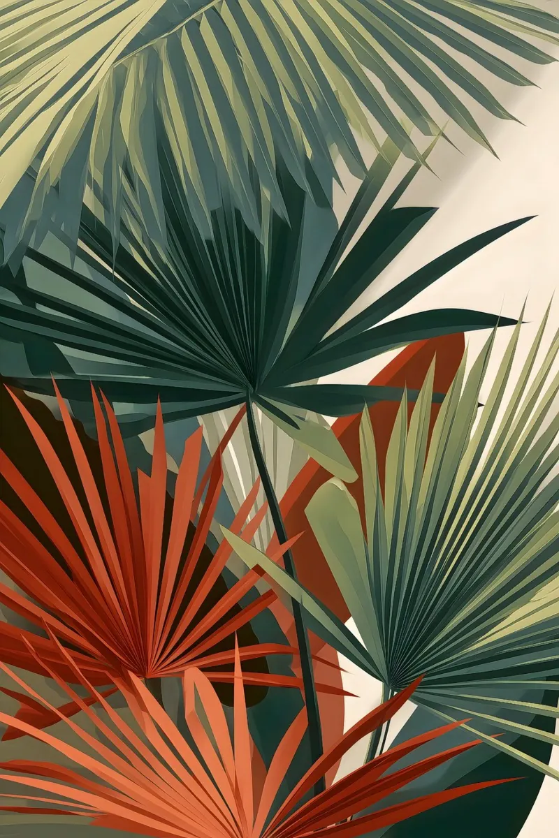 Palmbladeren Moderne abstracte kunst canvas met Baklijst van Studio Verde