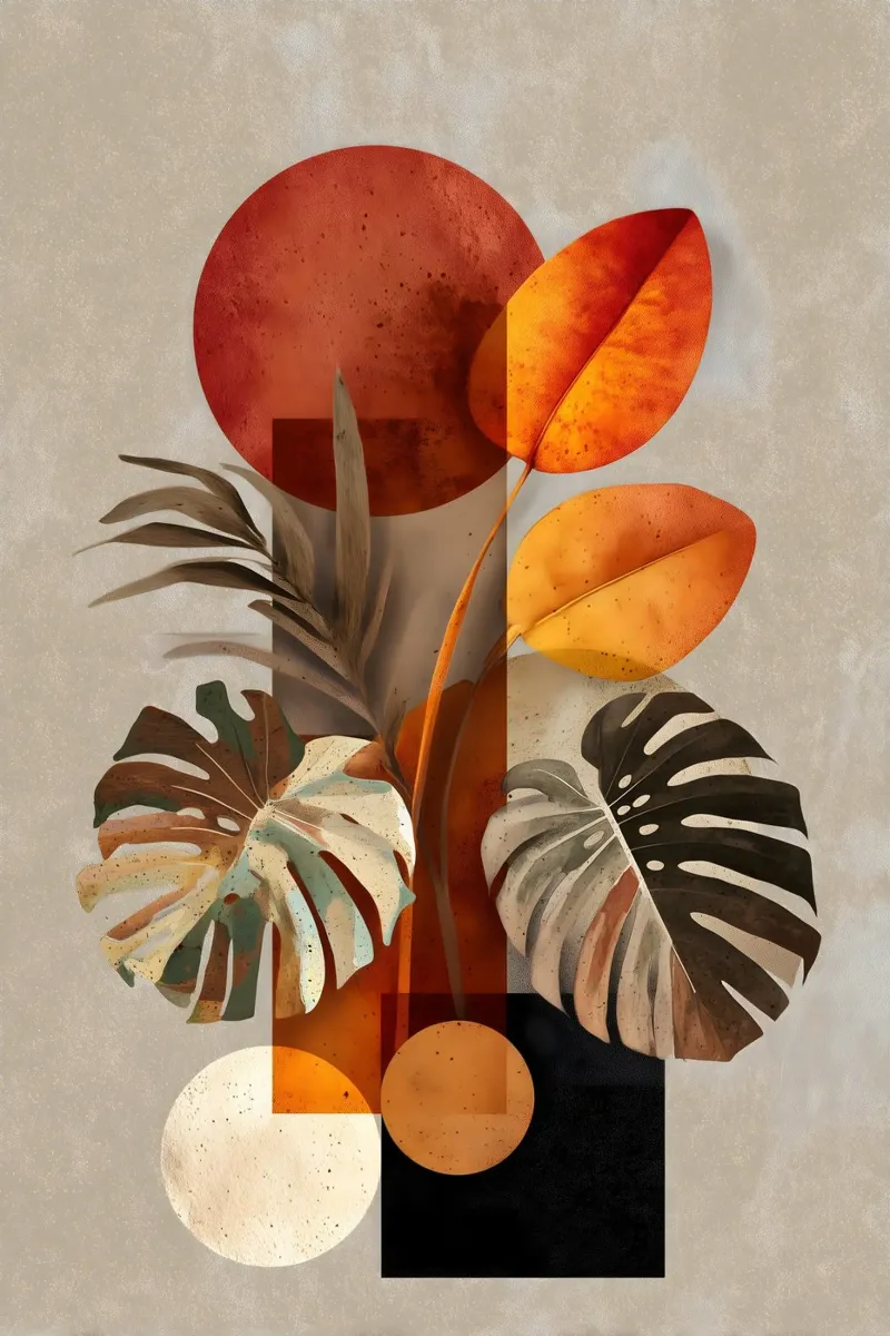 Monstera moderne abstracte kunst canvas met Baklijst van Studio Verde