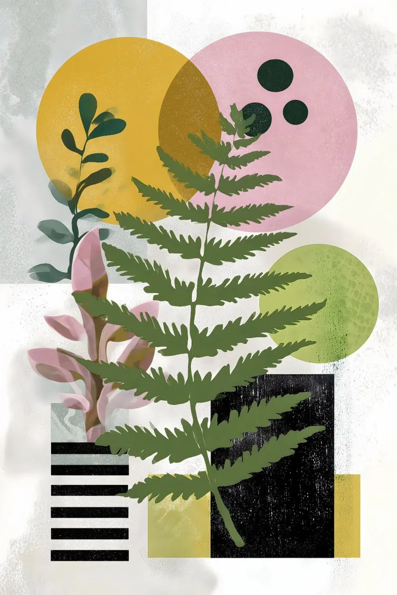 Fern abstract botany art canvas by Studio Verde