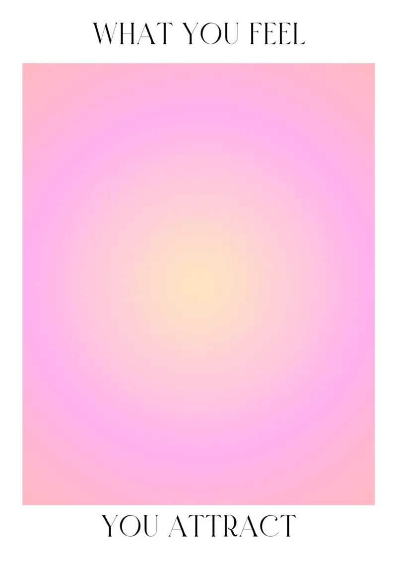 "Ciò che senti" Legge dell'attrazione Arte dell'aura rosa-gialla poster da homdeco