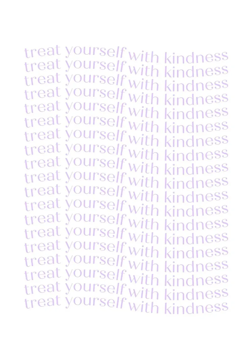 "Treat Yourself with Kindness" Lavender Repeating Print canvas by homdeco