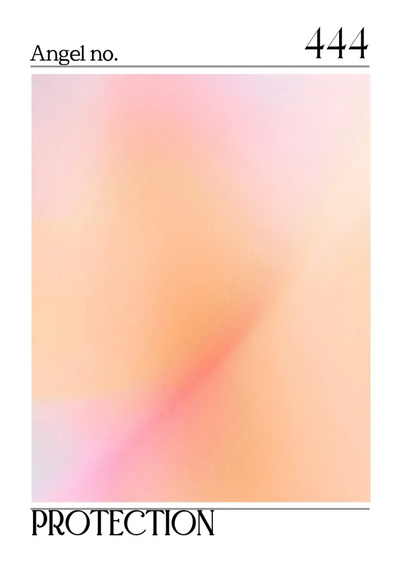 Angel No. 444 Protection Peach Pink Aura Art Print backlit film by homdeco