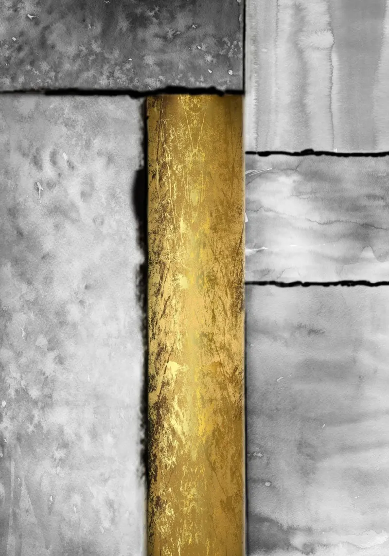 Gray abstract art a golden rectangle pellicola backlit da vintageshop