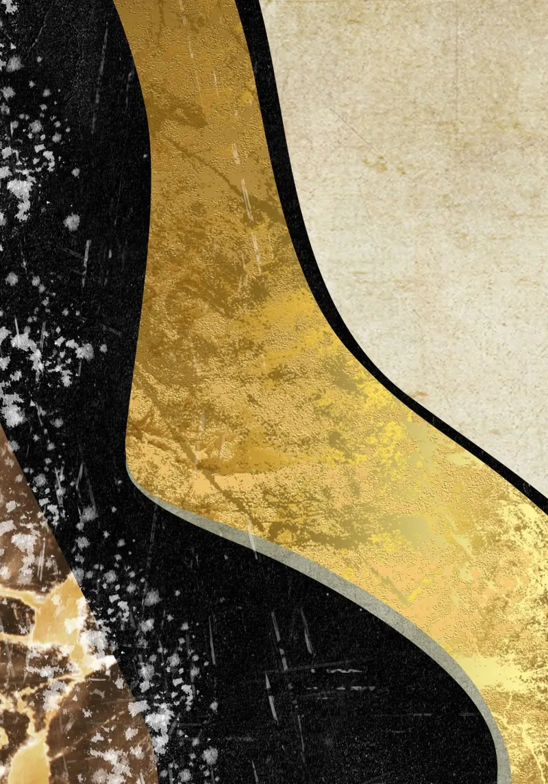 Abstract art black with gold and beige in waves pellicola backlit da vintageshop