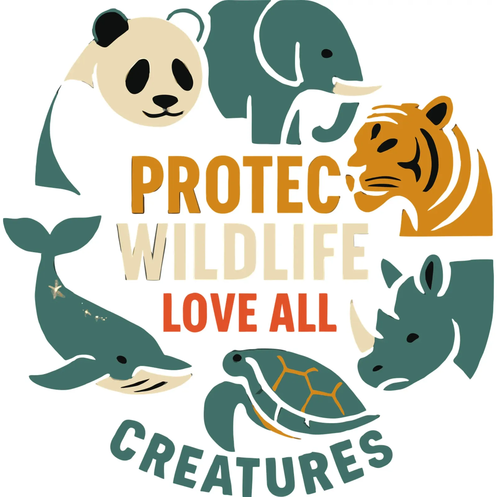 Proteggere la fauna selvatica Amare tutte le creature - Circ degli animali in via di estinzione alluminio dibond da artdesign1985