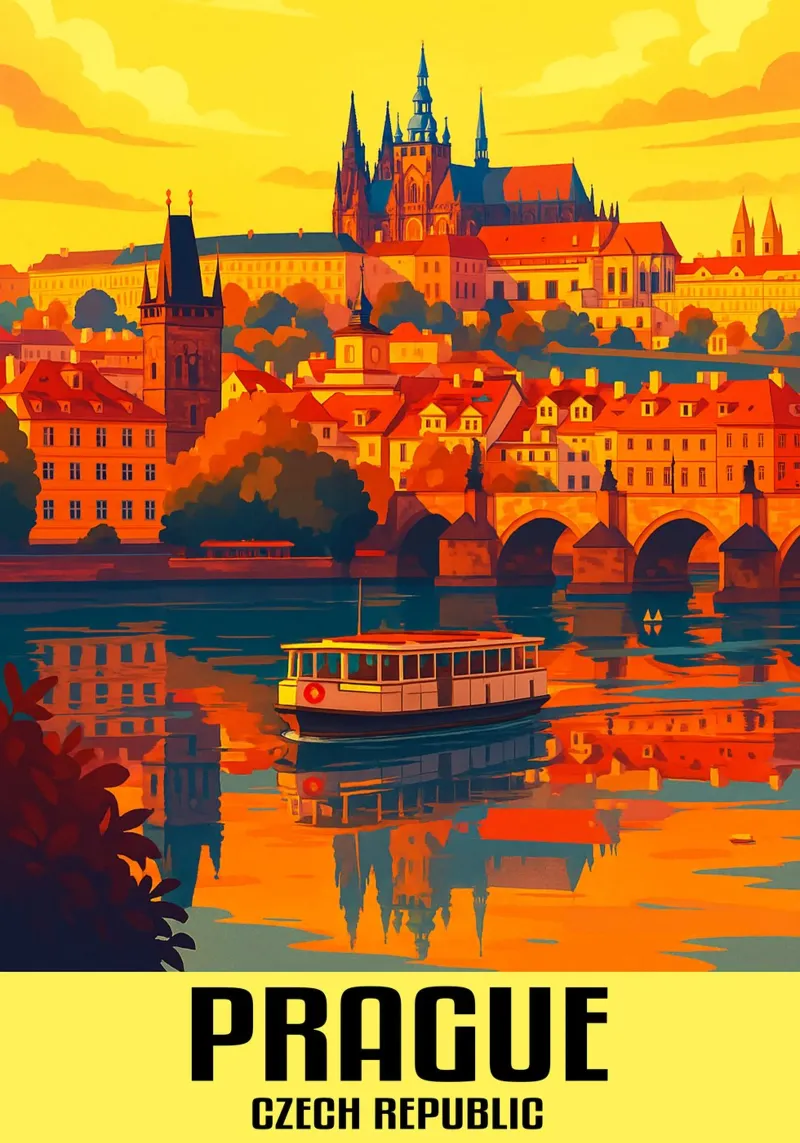 Praag Tsjechië Stad Kunst Verbeelding canvas met Baklijst van oneheart