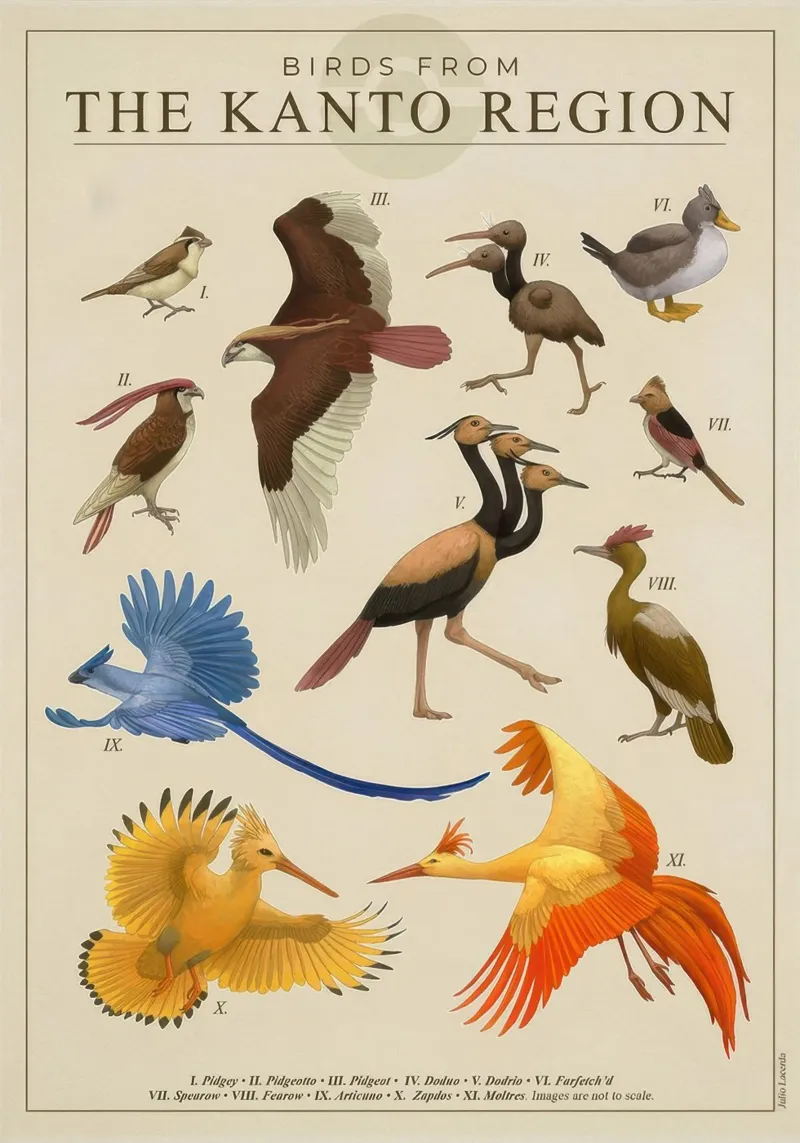 Poster Uccelli di Kanto poster da Lacerdaprint