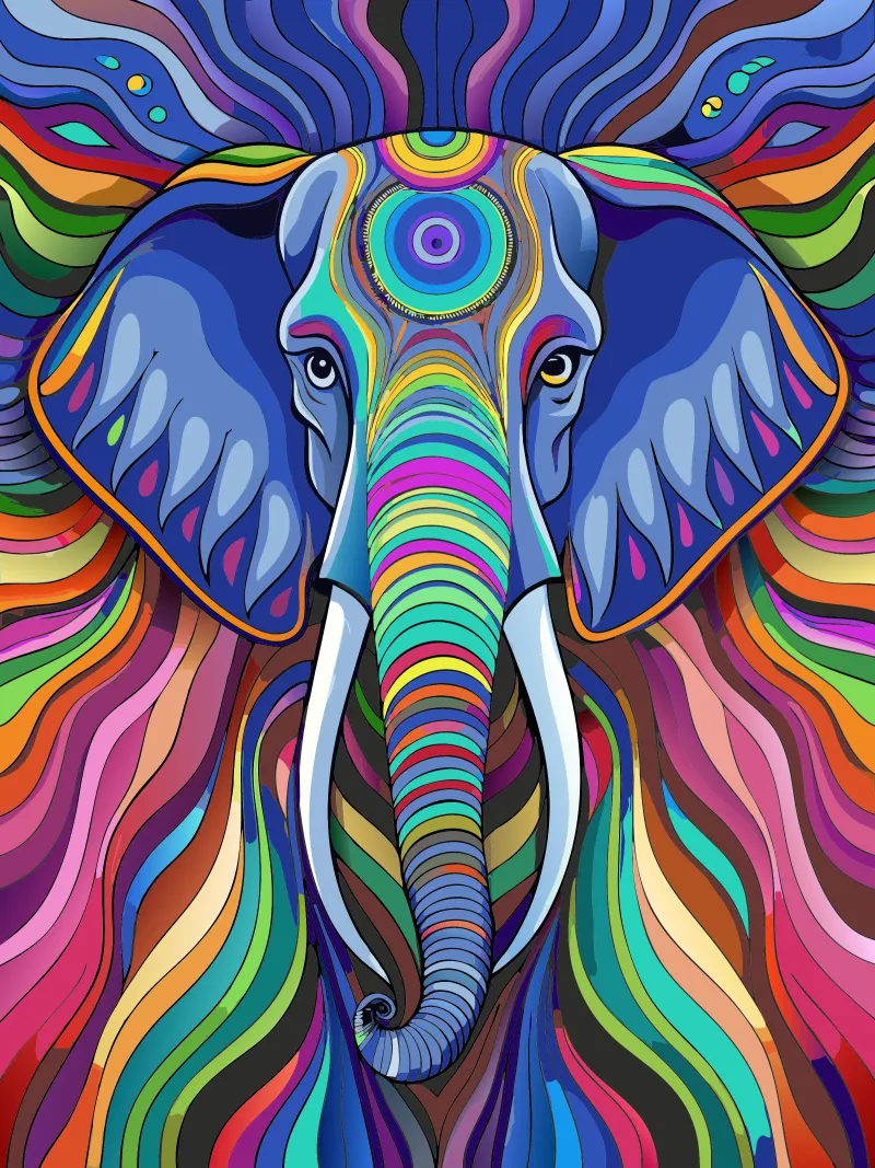 elefante vector a todo color metacrilato de onelife