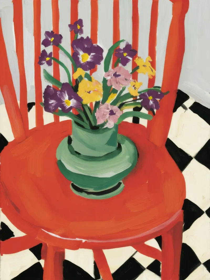 Bouquet da tavola a scacchi poster con telaio in legno da Stone Decade