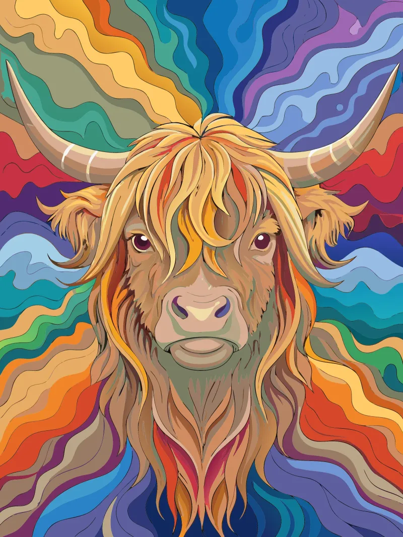 vettore mucca highland fullcolor carta hahnemühle da onelife