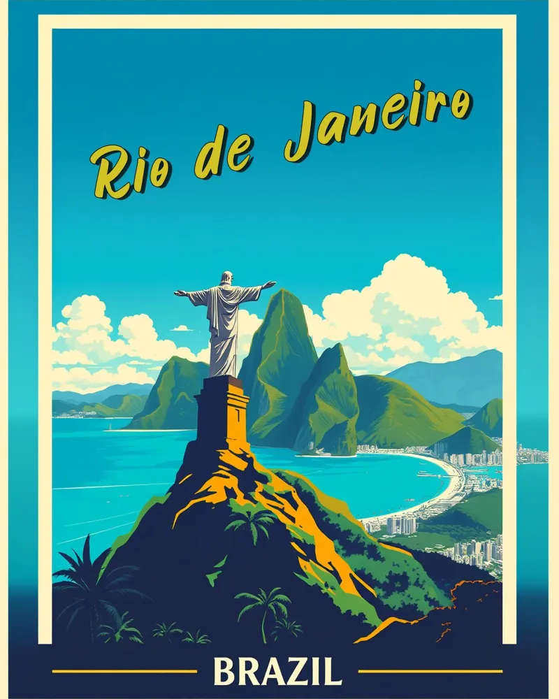 Rio de Janeiro - Viaggio d'epoca poster con telaio in legno da HicksShop