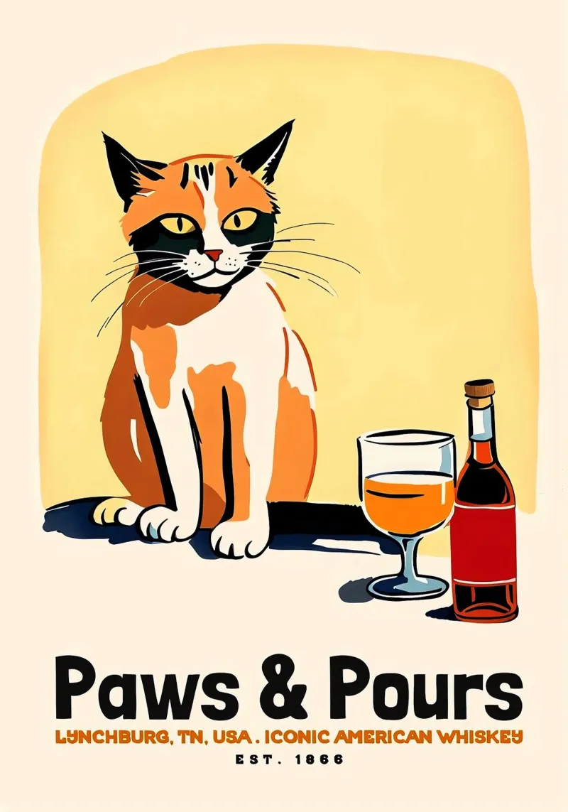 Gatto Whiskey Americano poster con telaio in alluminio da Arjun