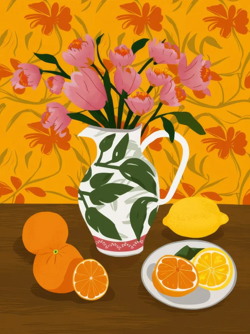 Medley di arance e limoni poster con telaio in legno da Stone Decade