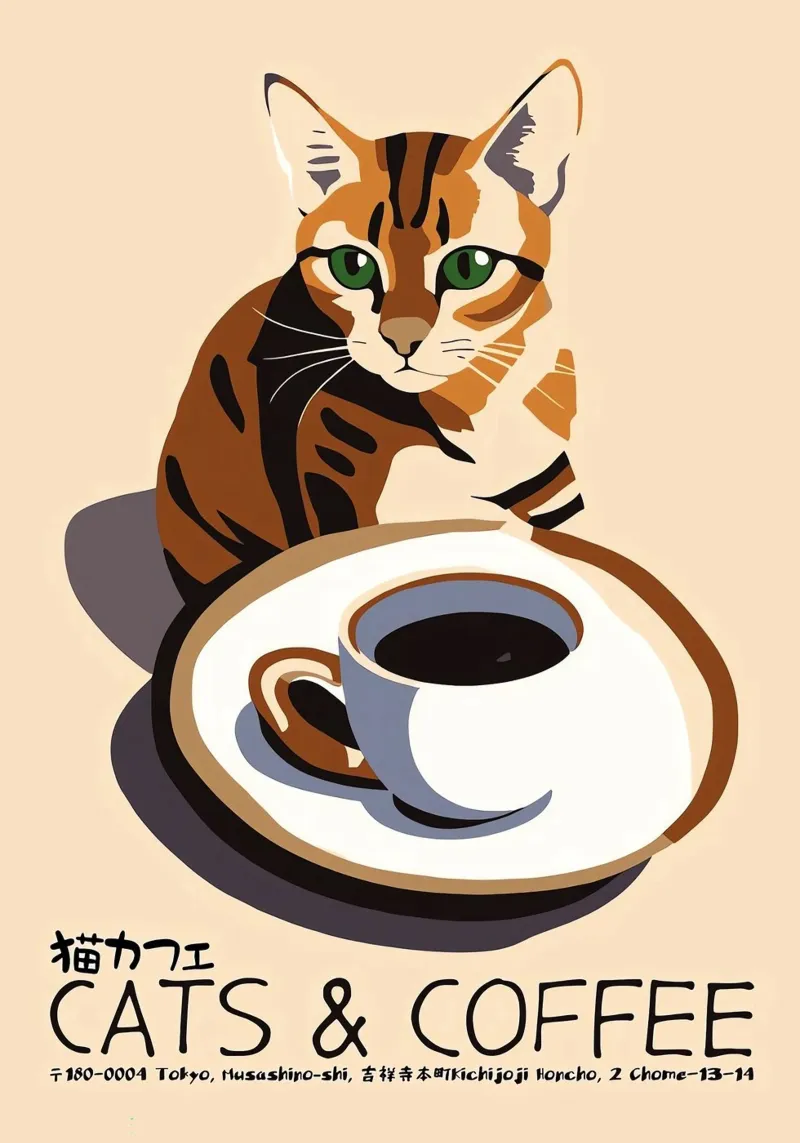 Gatto e caffè giapponese pellicola backlit da Arjun