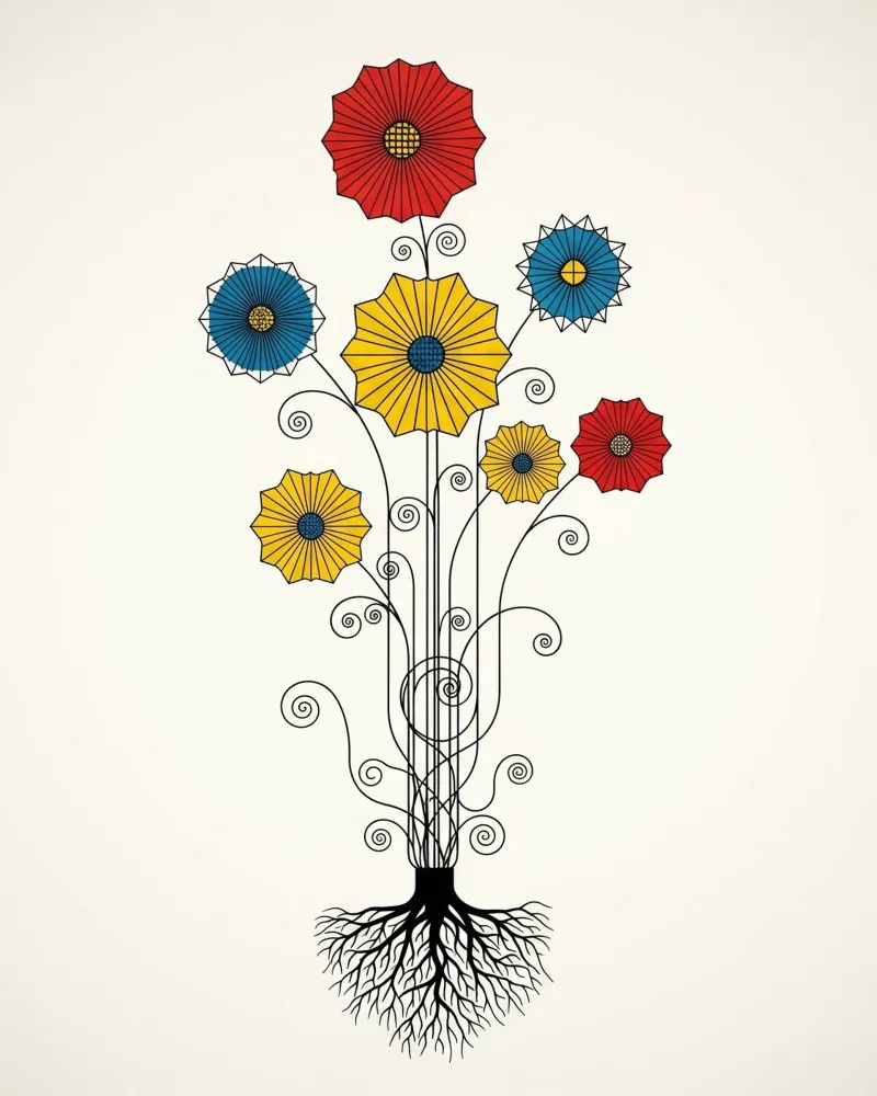 Floral bauhaus #069: A Burst of Joy poster da Zen Design