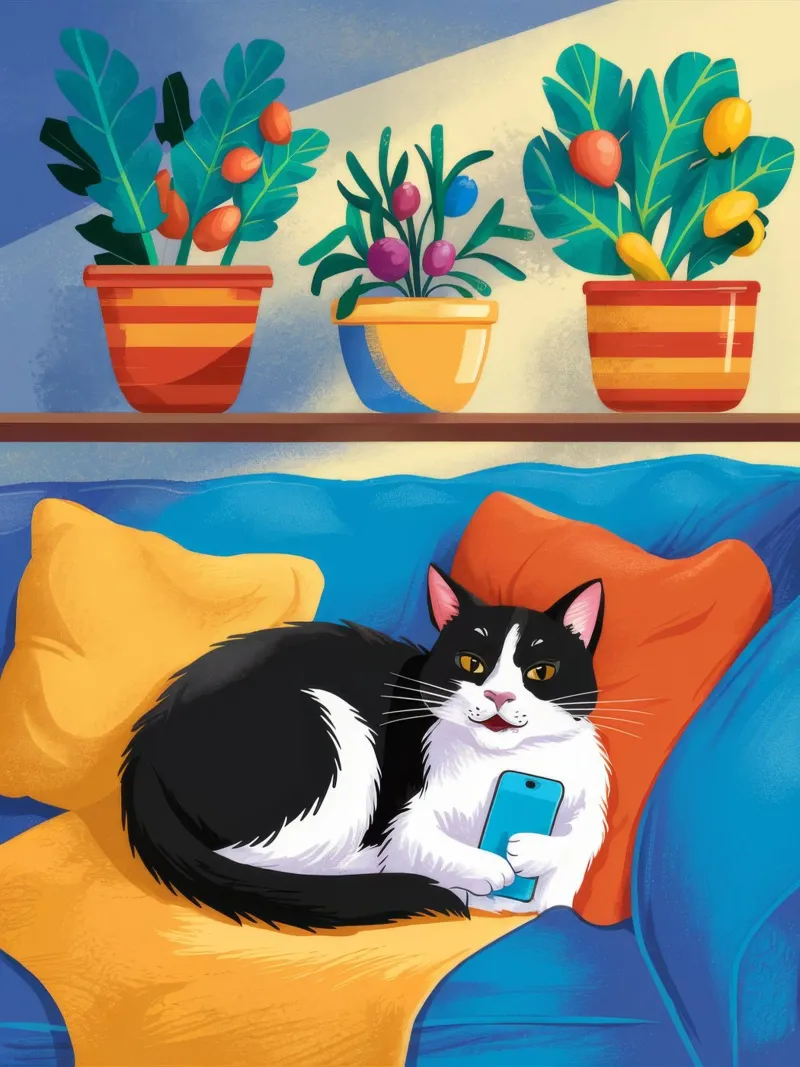 Tuxedo Cat Reading canvas by FadeAura