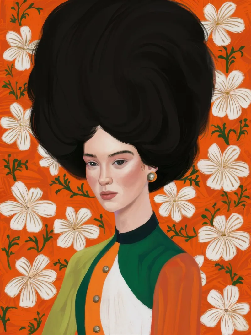 Regina afro floreale pellicola backlit da Marigold Tiga