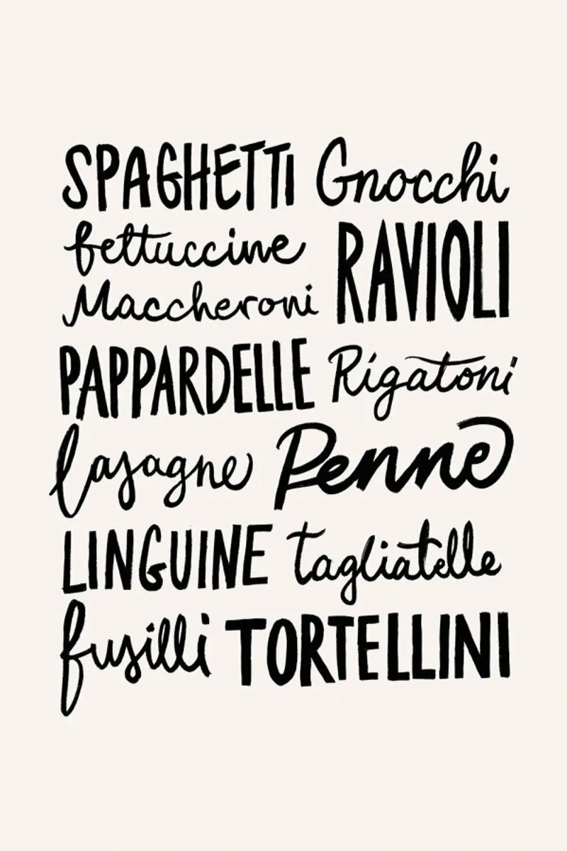 Pasta Party poster con telaio in legno da Pure