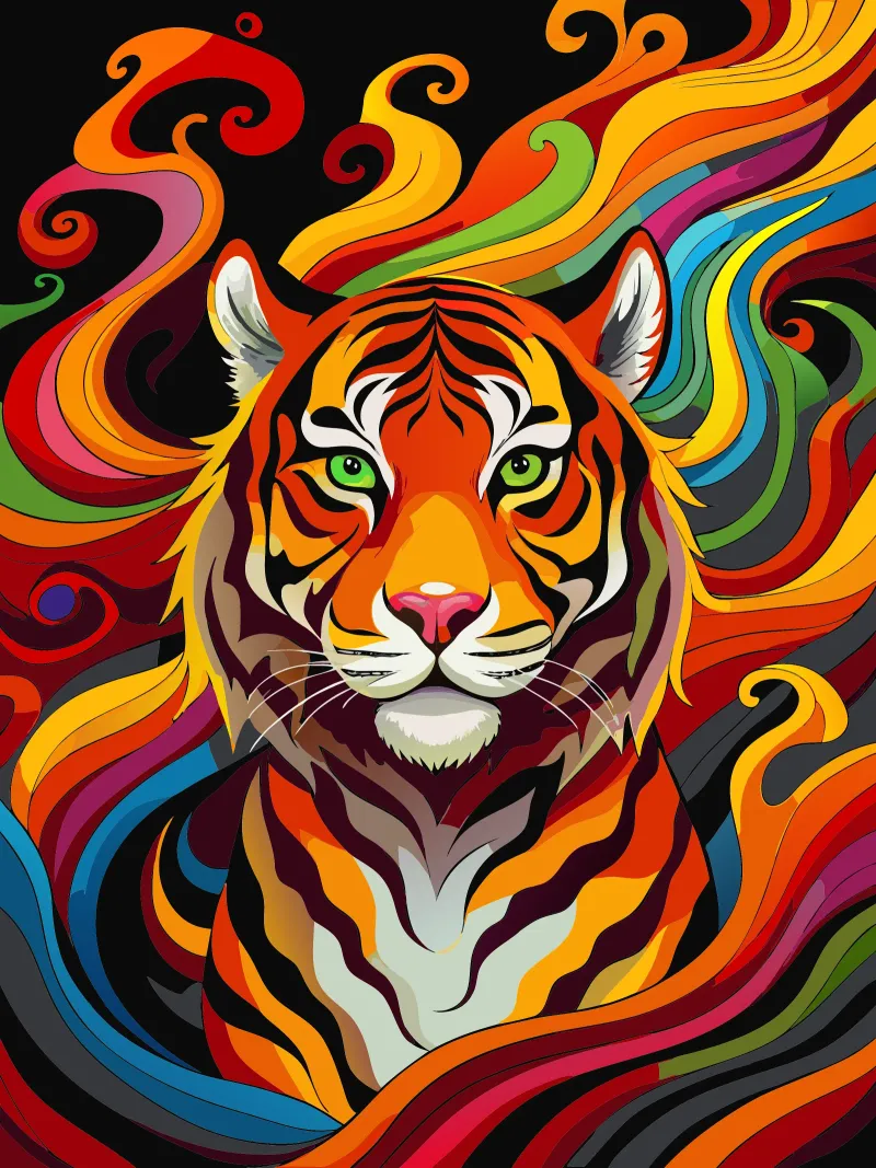 tigre vector a todo color metacrilato de onelife