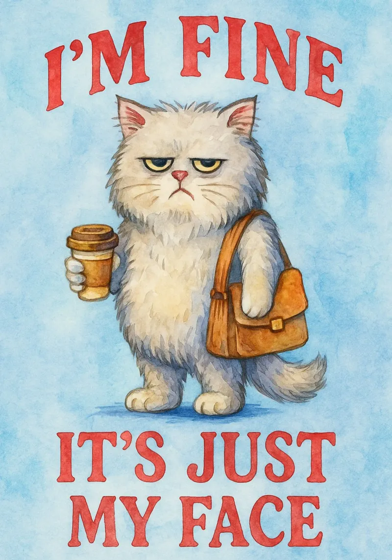 Funny Cat I'm Fine, It's Just My Face canvas by onerules