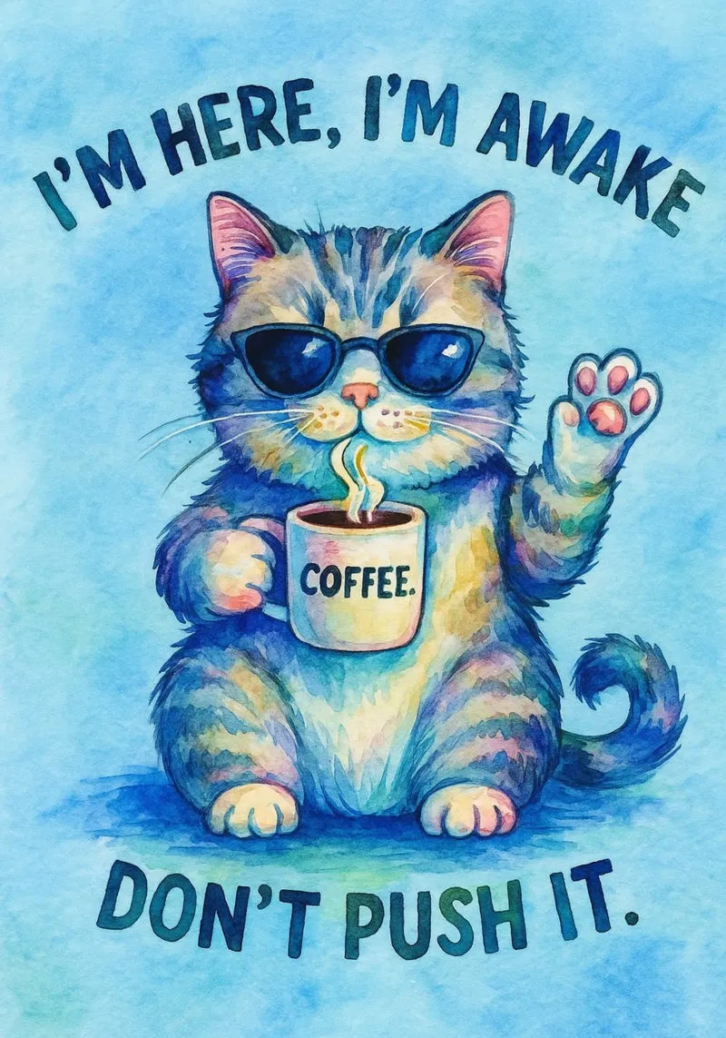 Funny Cat I'm Here I'm Awake Don't Push It canvas by onerules