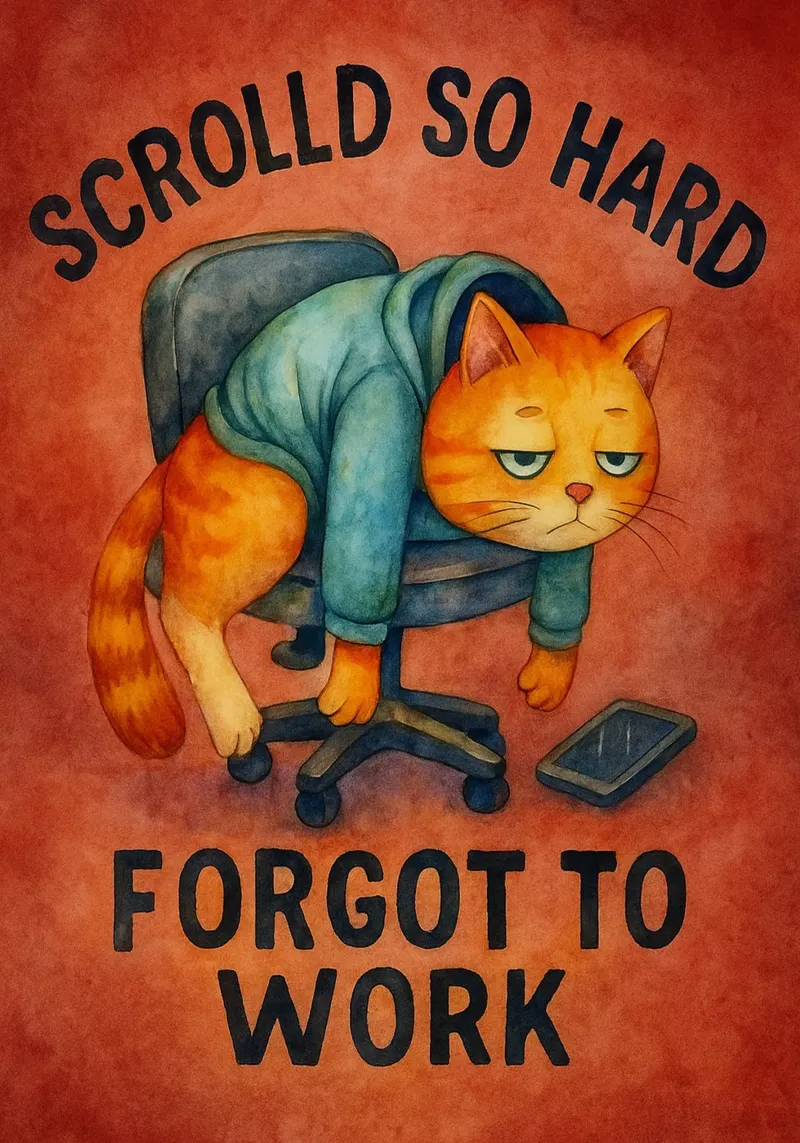Funny Cat Scrolled So Hard Forgot to Work canvas by onerules