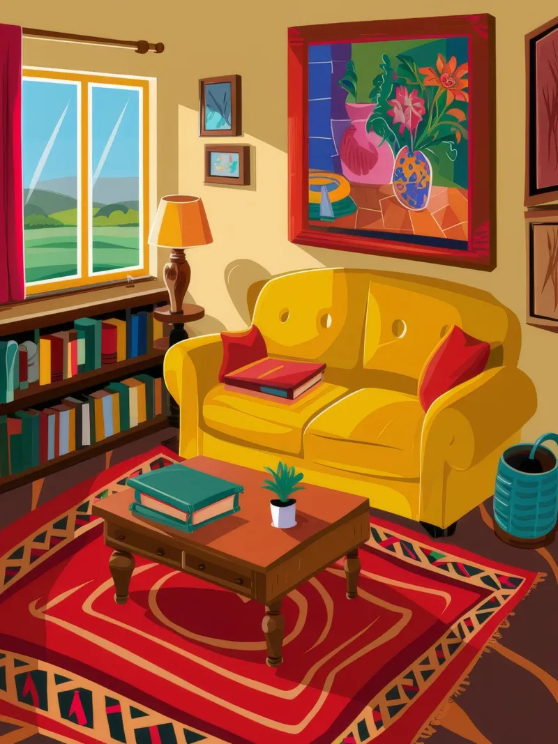 Divano giallo Biblioteca pellicola backlit da Haven Fantasy