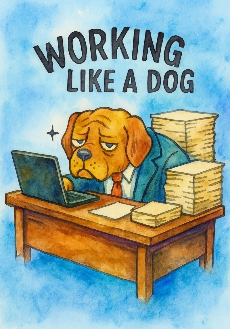 Cane divertente che lavora come un cane poster con telaio in plastica da onerules