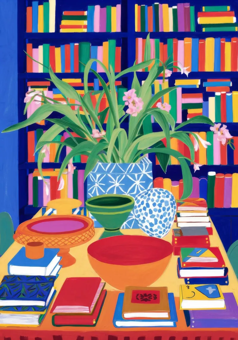 Library Table Abundance canvas by Haven Fantasy