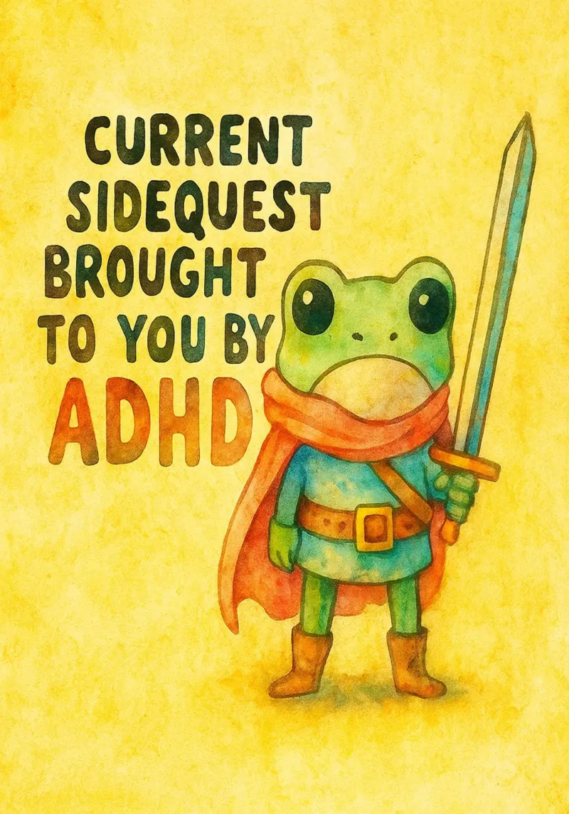 Divertente ricerca secondaria della rana offerta da ADHD poster con telaio in alluminio da onerules