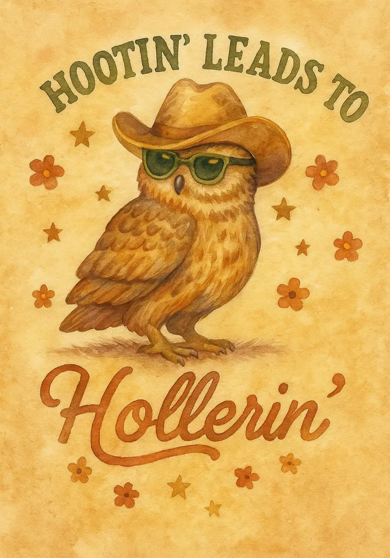 Funny Owl Hootin Leads To Hollerin canvas with Floater frame by onerules