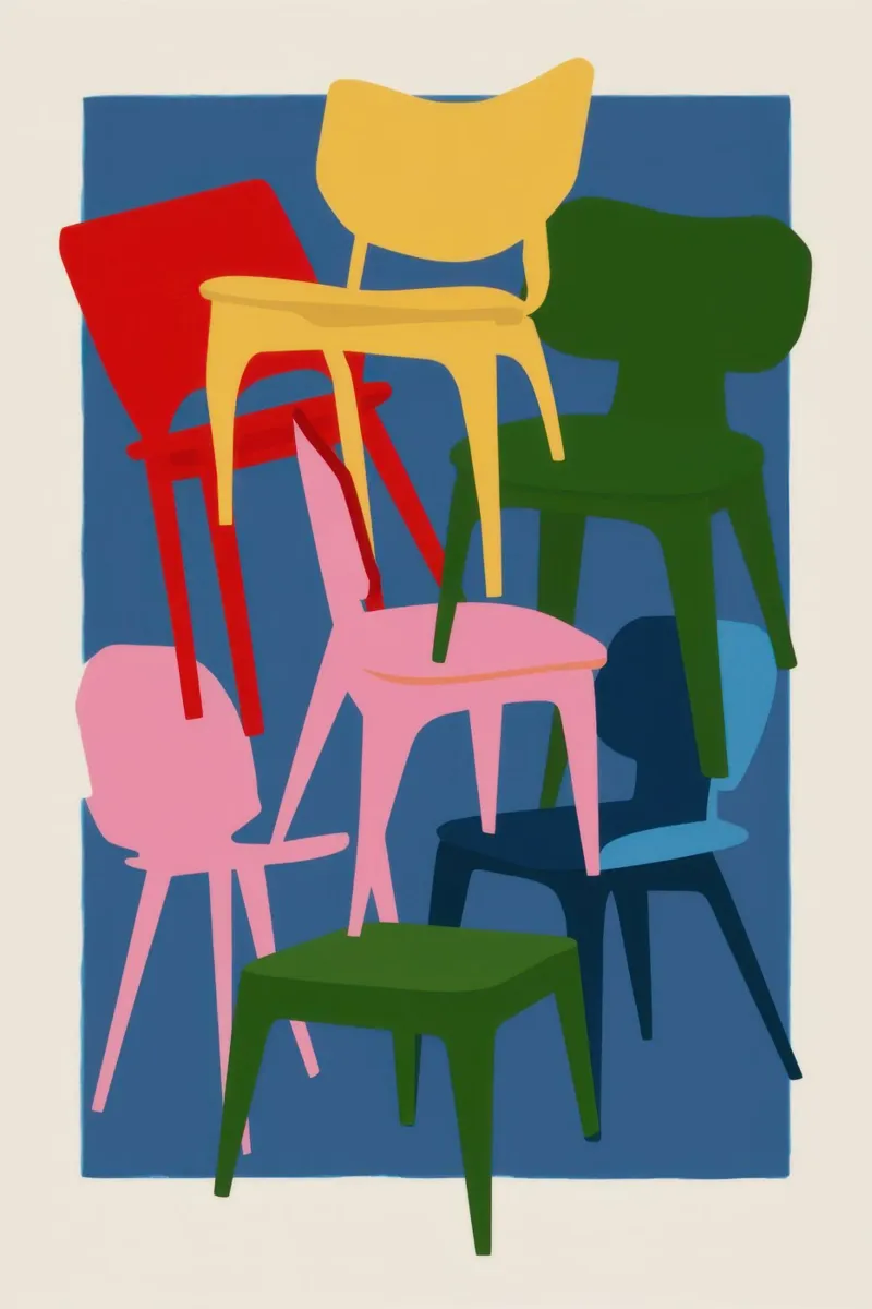 Stacked Chair Sculpture backlit film by Pale Aura