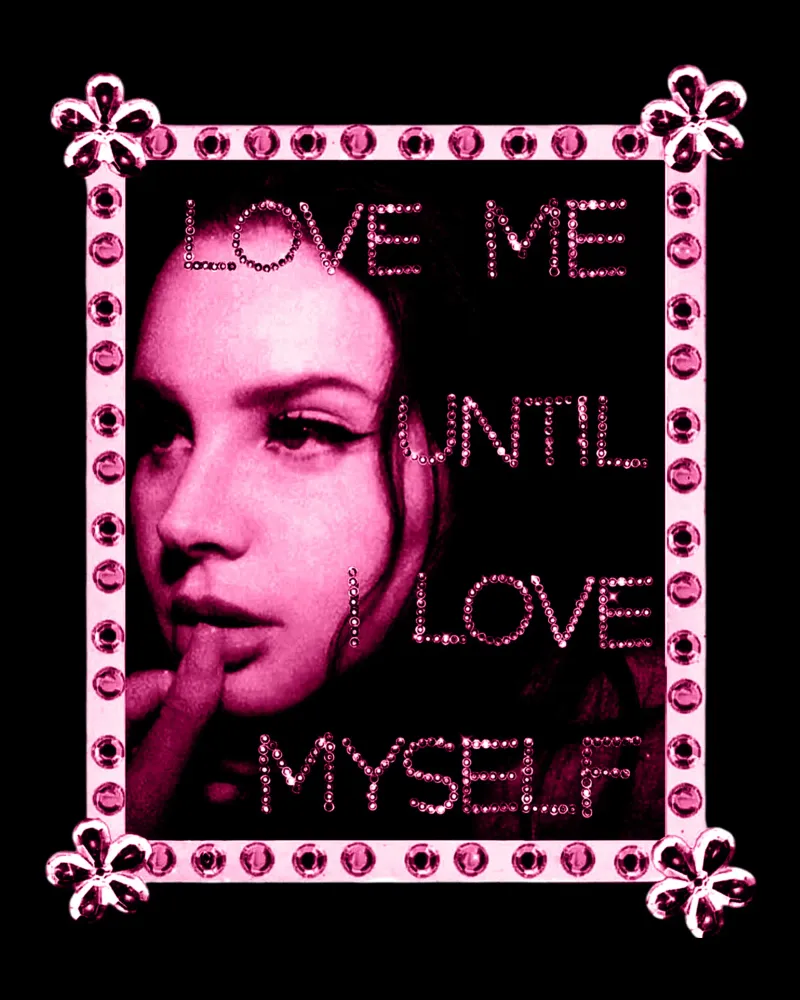Roze frame - Lana Del Rey canvas met Baklijst van https://www.juniqe.com/uk/shop/Henndraws