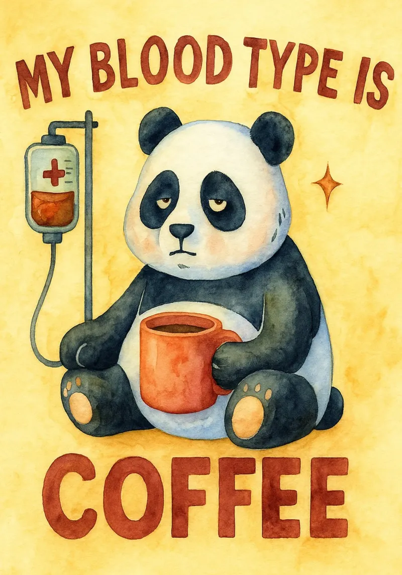 Drôle de panda Mon groupe sanguin est le café alu dibond de onerules