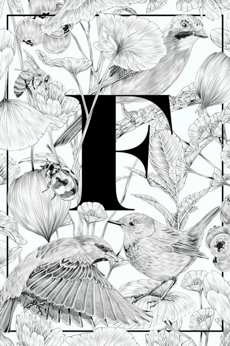 Floral Alphabet F pellicola backlit da Faunesque