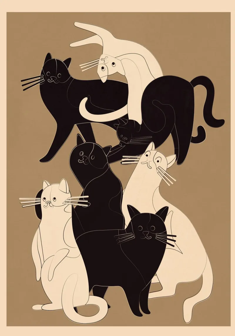 Minimal Abstract Cats 5 pellicola backlit da cityart