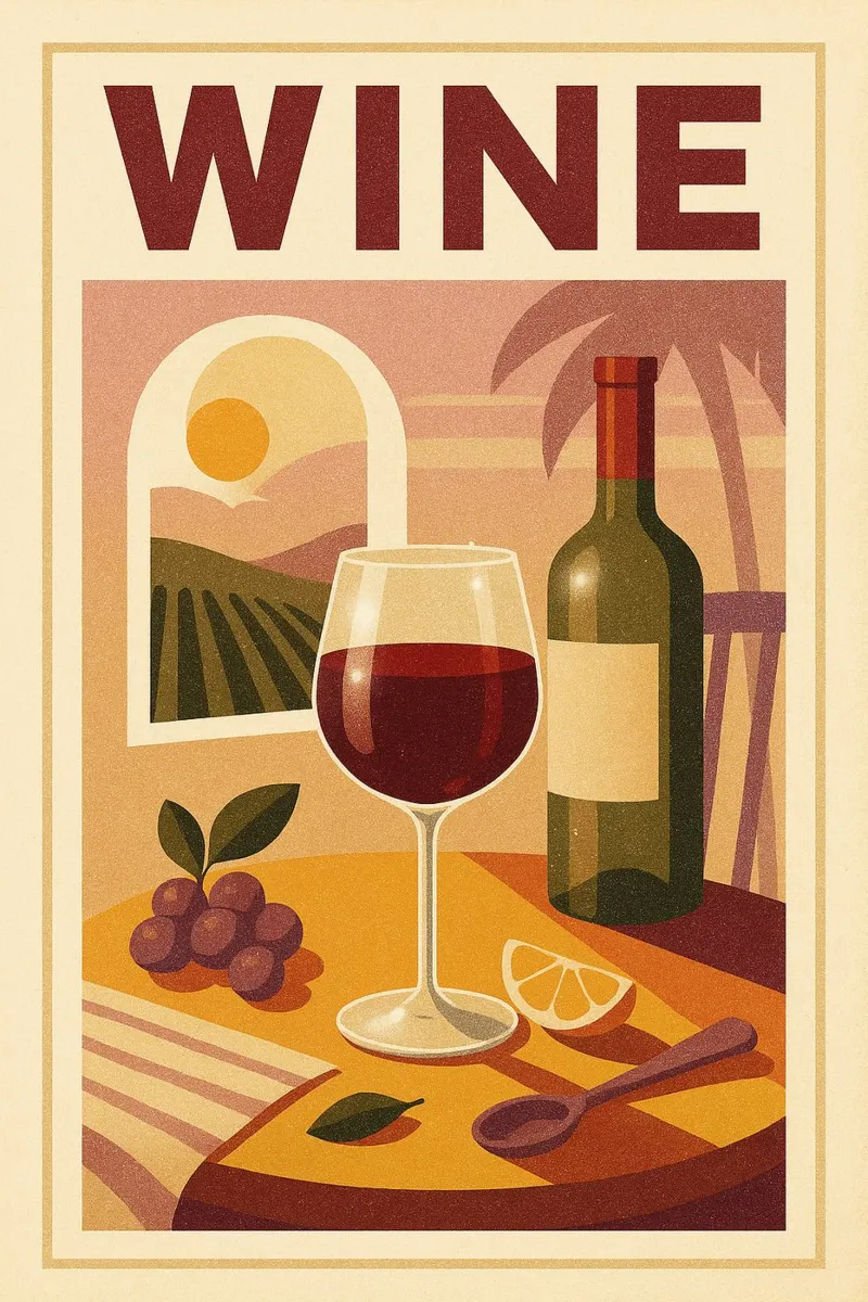 Wine - Der Aperitif im Goldenen Licht Hahnemühle von Boissons - Affiches & posters - Retro