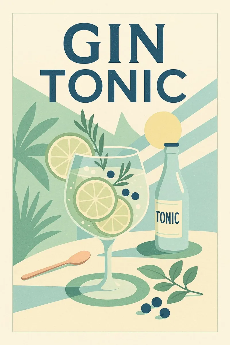GIN TONIC - Fresca eleganza in esposizione pellicola backlit da Boissons - Affiches & posters - Retro