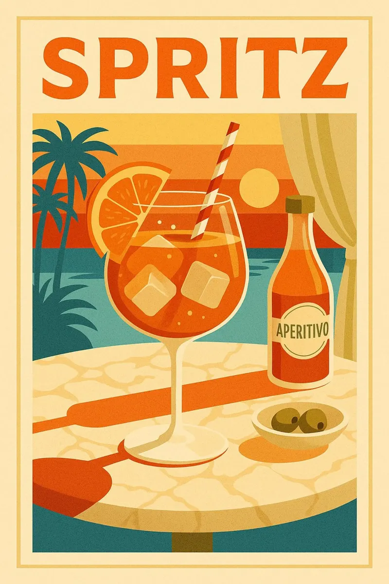 SPRITZ - Tramonto in un bicchiere pellicola backlit da Boissons - Affiches & posters - Retro
