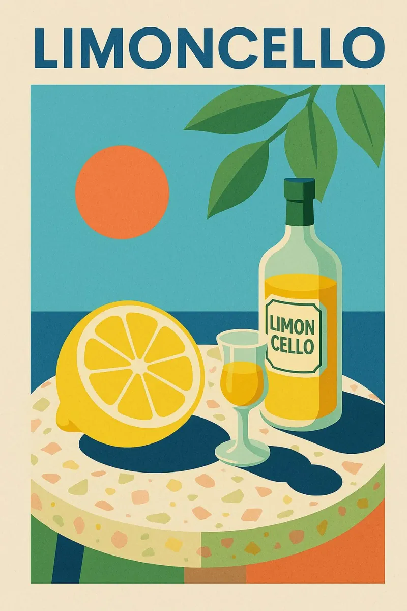 LIMONCELLO - Sole liquido su poster poster con telaio in plastica da Boissons - Affiches & posters - Retro