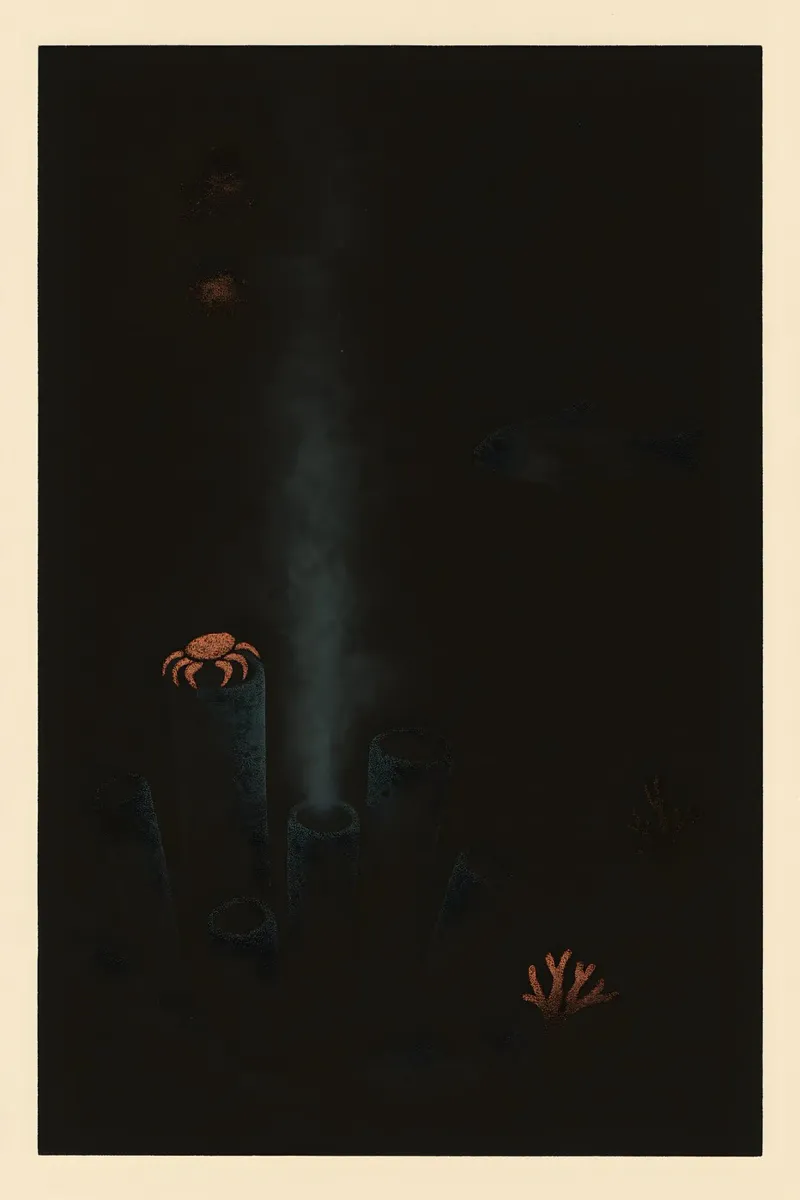 Chimney of Eternal Night – Hydrothermal‑Vent Ecosystem Poste plexiglass da Tide & Texture