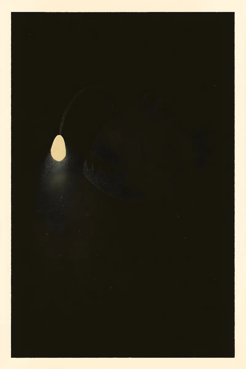 "The Bait" – Minimalist Anglerfish Fine Art Print carta hahnemühle da Tide & Texture