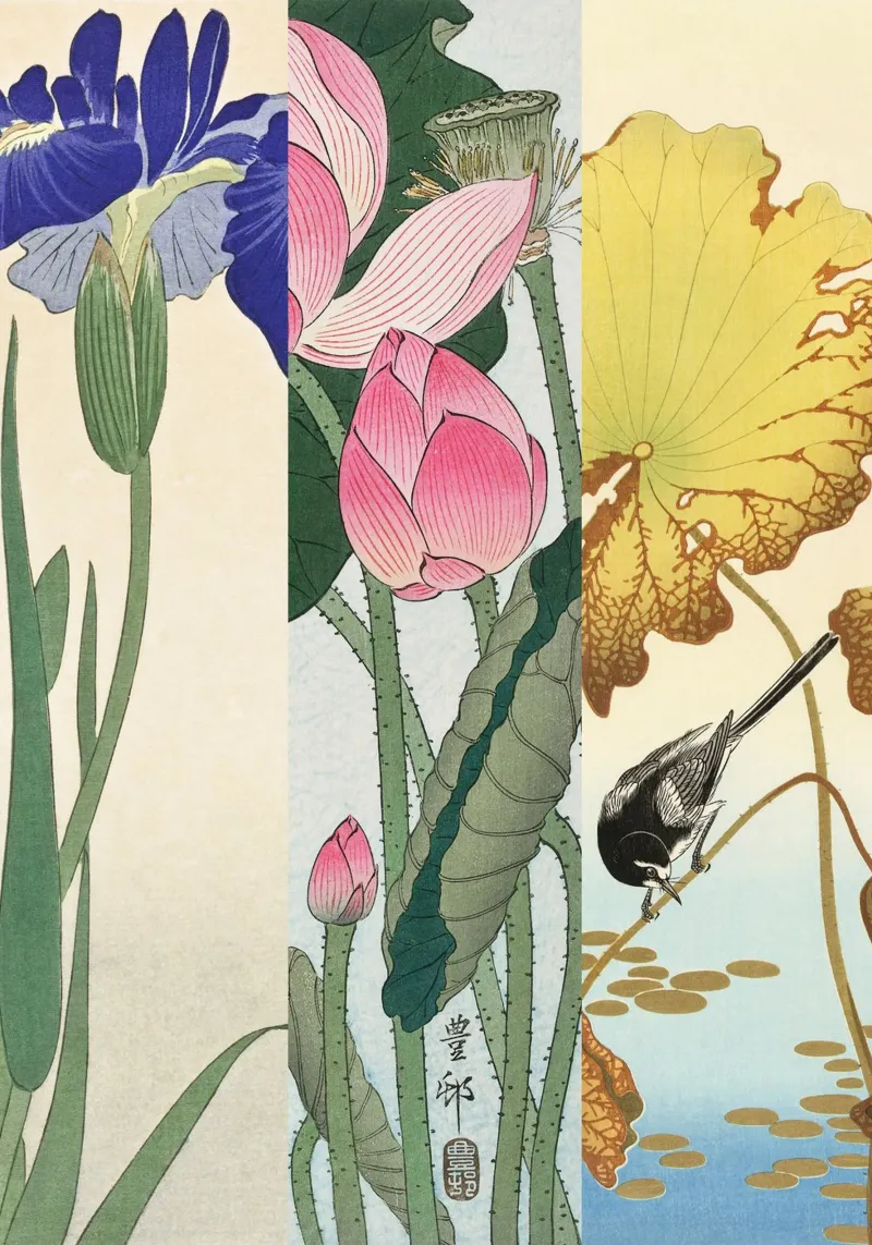 Petals & Plumage | Press Play Art Print Collage poster with plastic frame by Press Play Art Prints